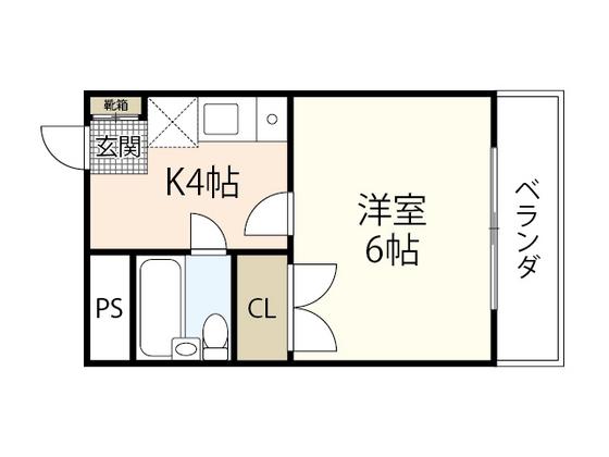 第2世良ビル(1K/3階)の間取り写真
