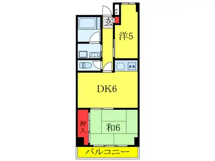 赤羽グリーンハイツ(2DK/6階)の間取り写真