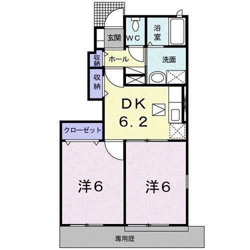 コートジュネス V(2DK/1階)の間取り写真