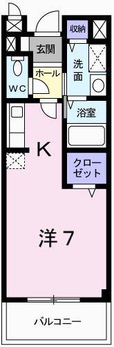ローゼプロムナード(ワンルーム/2階)の間取り写真