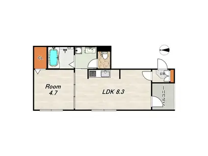 WARHOL京都(1LDK/3階)の間取り写真