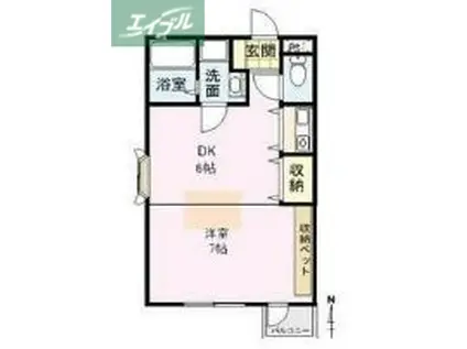 番丁三楽亭(1DK/1階)の間取り写真