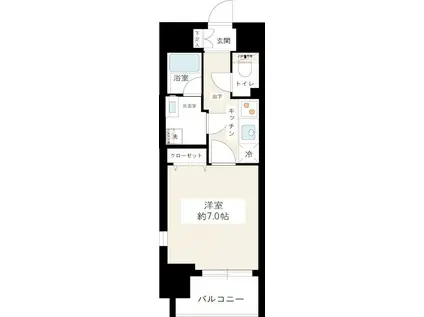 グランヴァンアクアヴェル亀戸(1K/2階)の間取り写真