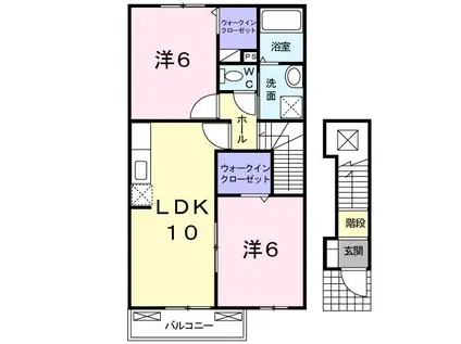 ペニーレインD(2LDK/2階)の間取り写真