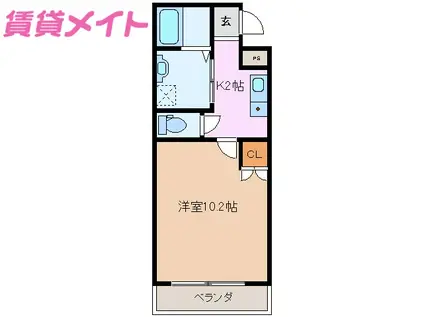 ヴェルドミール(1K/1階)の間取り写真