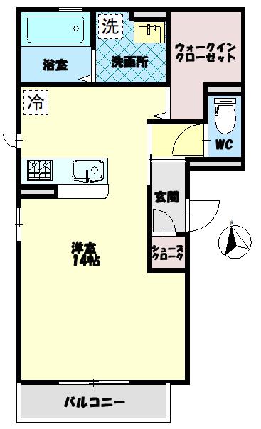 ルクール福島(ワンルーム/1階)の間取り写真