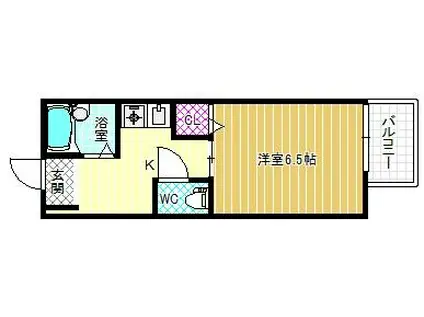 プレステージK(1K/2階)の間取り写真