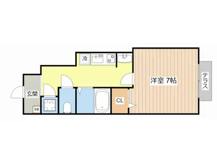 プリムローズ弐番館(1K/1階)の間取り写真