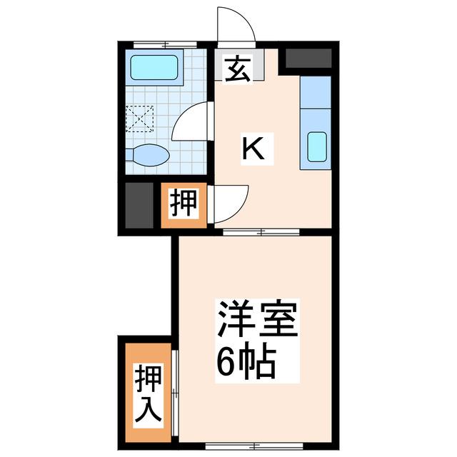 健軍ヒルズ(1K/2階)の間取り写真