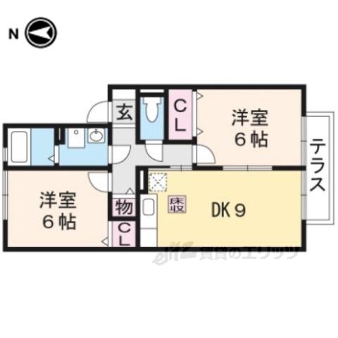 クローバーⅡ(2DK/1階)の間取り写真