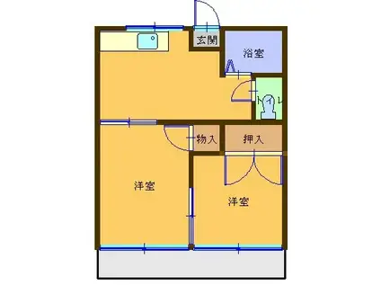 コーポ新堀(2K/1階)の間取り写真
