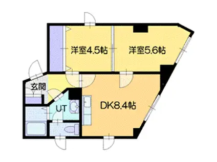 マンションカガヤ(2DK/3階)の間取り写真