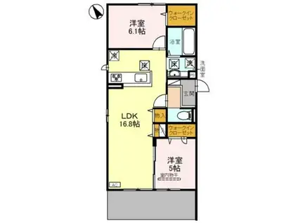 パサログランデ浜寺諏訪森II(2LDK/1階)の間取り写真