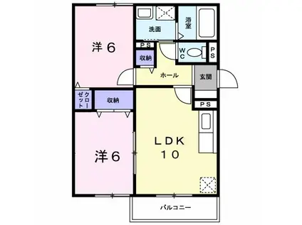 LIZE緑ヶ丘(2LDK/2階)の間取り写真