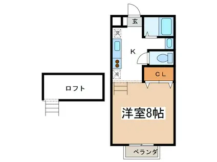 コーポこうのII(1K/2階)の間取り写真