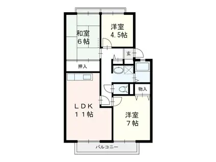 サンビレッジ大野C(3LDK/2階)の間取り写真