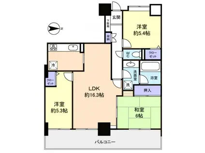 カムザ・スクエア八千代緑が丘タワーズ(3LDK/21階)の間取り写真