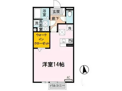 ソレアードI(ワンルーム/1階)の間取り写真