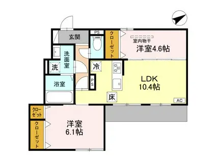 ソリッソ大久保西嶋(2LDK/1階)の間取り写真