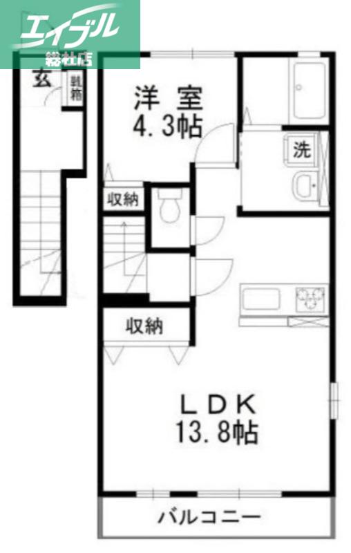 パークスクエア(1LDK/2階)の間取り写真