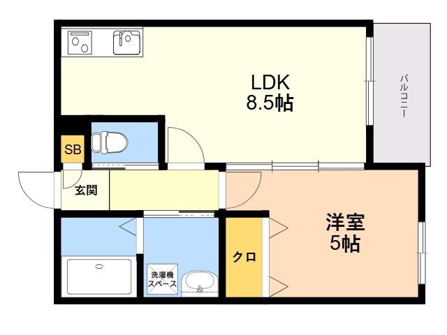 PHOENIX香椎駅前(1LDK/2階)の間取り写真