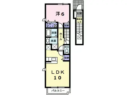クリスタルコート(1LDK/2階)の間取り写真