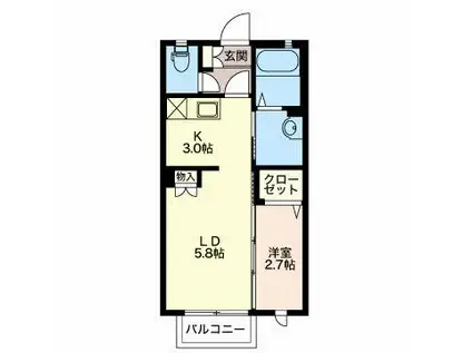 リバティーホーム(1LDK/2階)の間取り写真