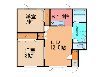レジデンスやまと壱号館(2LDK/2階)の間取り写真