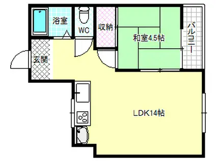 パル恵我之荘(1LDK/4階)の間取り写真