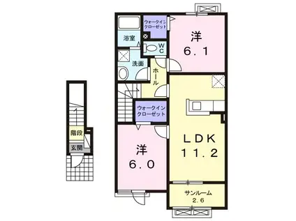 タリアセン・K(2LDK/2階)の間取り写真