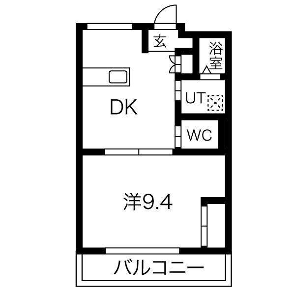 カリヨン三藏田(1LDK/4階)の間取り写真