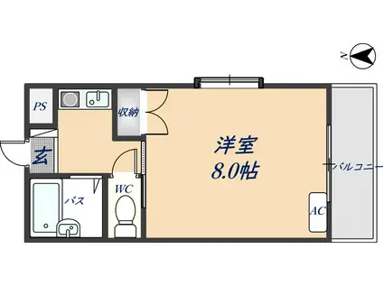 エンフェル石切(1K/2階)の間取り写真