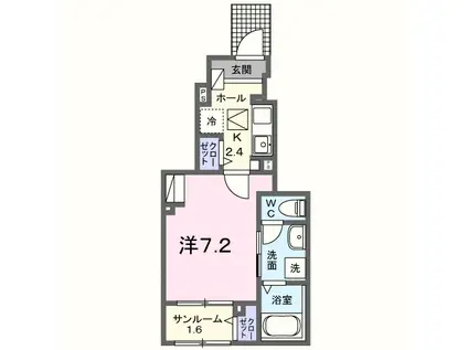 カーサ ラ ルーチェ II(1K/1階)の間取り写真