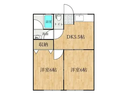 ティーズAOKI(2DK/1階)の間取り写真