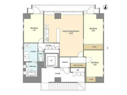 クアトロアルカ 九段(3LDK/3階)の間取り写真