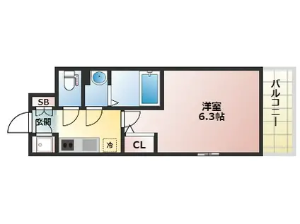 エスリードレジデンス大阪天王寺(1K/6階)の間取り写真