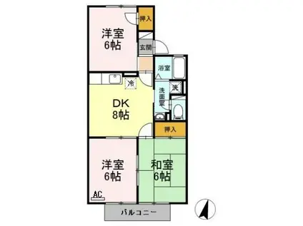 ハートホーム大西(3DK/2階)の間取り写真