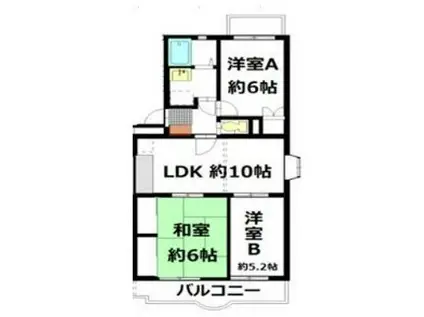 ヴィラージュ大岡(3LDK/1階)の間取り写真