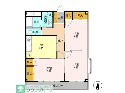 ブライトシャイン(3DK/4階)の間取り写真