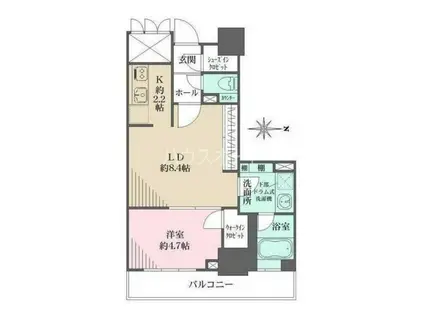 品川タワーフェイス(1LDK/16階)の間取り写真