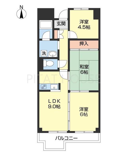 ヤマイチPLAZA サンシティ広瀬(3LDK/2階)の間取り写真