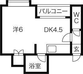 ルナグランス山鼻(1DK/3階)の間取り写真