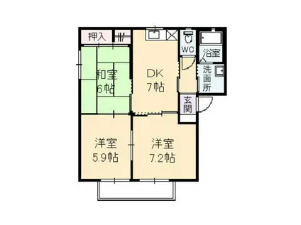 ハピネスサカエ(3DK/1階)の間取り写真