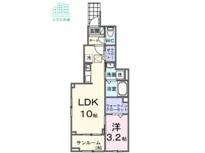 サニープレイス 古町(1LDK/1階)の間取り写真