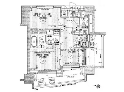 エステムプラザ飯田橋タワーレジデンス(2LDK/10階)の間取り写真