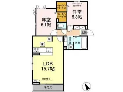 メゾン・ロワール(2LDK/1階)の間取り写真