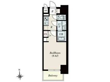 S-RESIDENCE尾頭橋BEAUTE(1K/2階)の間取り写真