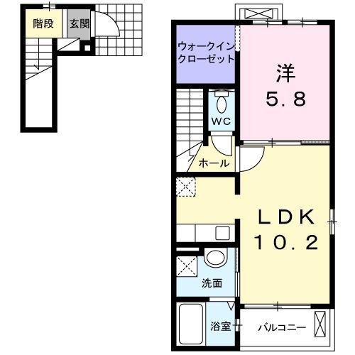 フィオーレ(1LDK/2階)の間取り写真