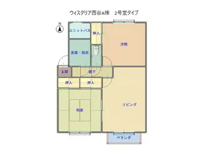 ウィスタリア西谷 A(2LDK/2階)の間取り写真