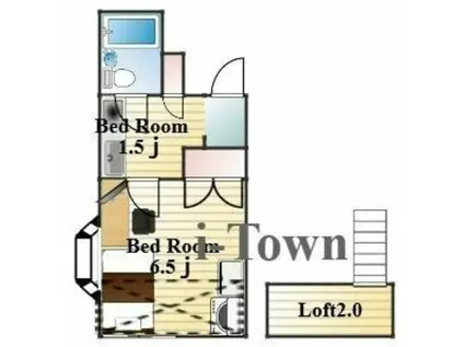 ピアハウス(1SK/2階)の間取り写真